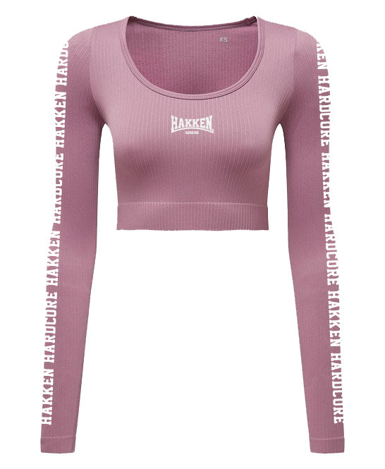 CROP TOP LONG SLEEVE HAKKEN STRIPE PINK