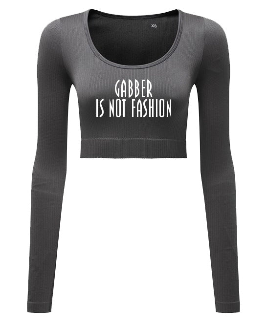 CROP TOP LONG SLEEVE HAKKEN FASHION GREY